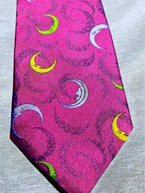 EUC Authentic Fornasetti Silk Tie with Crescent Moon Motif